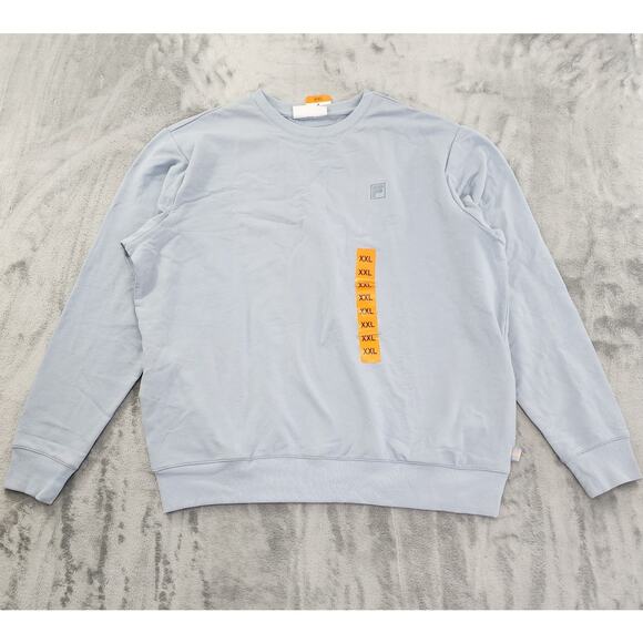 NEW Fila French Terry Long Sleeve Crewneck Sweatshirt Size XXL BLUE FOG Pockets - Picture 1 of 11